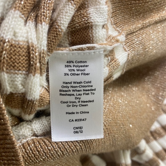 Talbots Ribbed Metallic Striped Cable Knit Lightweight Sweater LP🔥 - Picture 6 of 7